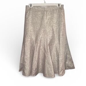 Y2K Banana Republic A-Line Gold Shimmer Midi Skirt Warm Oatmeal Side Zip Lined 2